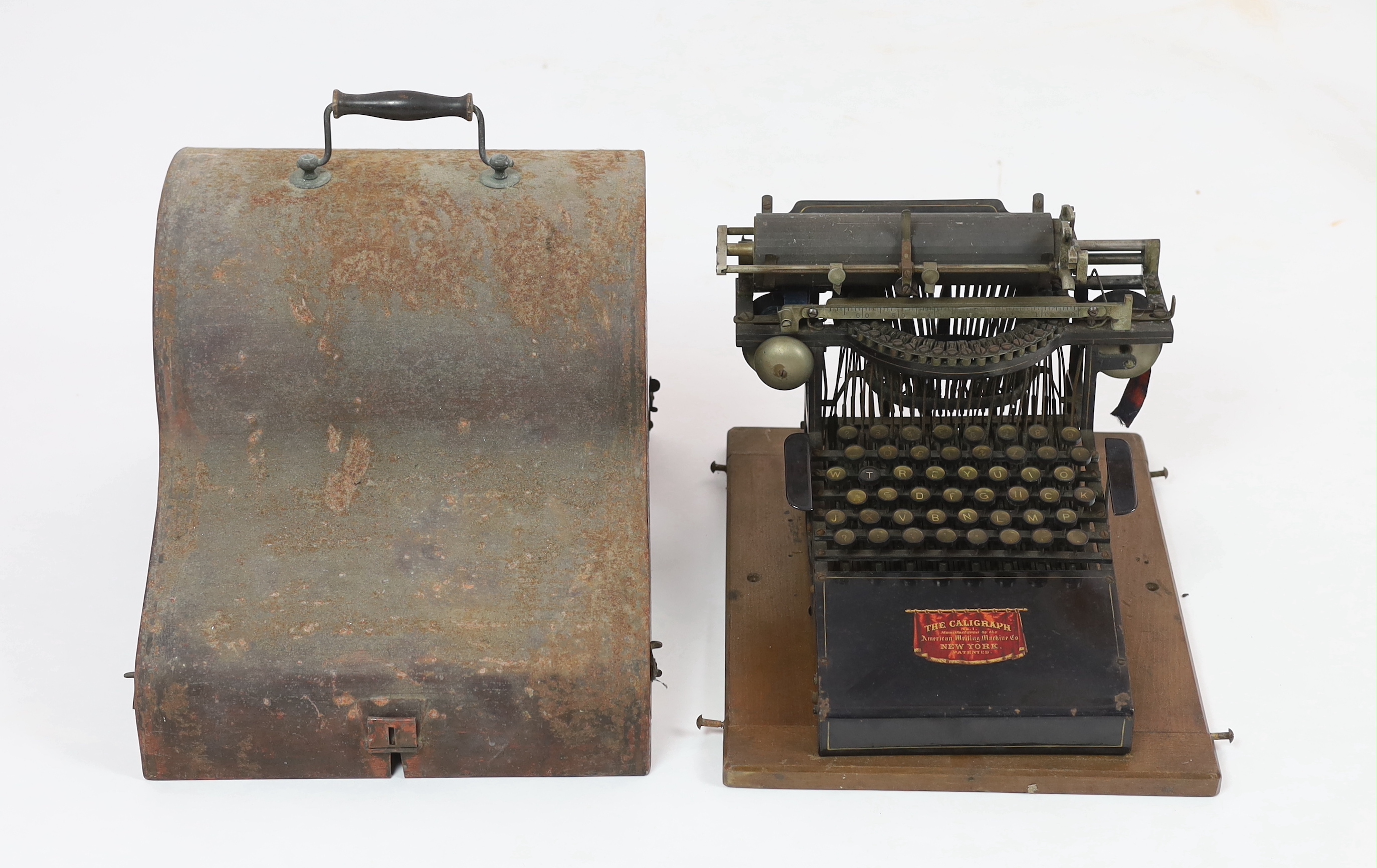 An early typewriter, The Caligraph No.1 manufactured by The American Writing Machine Co. of New York, 33.5cm wide, 43cm deep, 32cm high